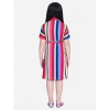 Dropship Girl's Polyester Crepe Striped Short Sleeve Shirt collar Dress (Multicolor)