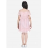 Dropship Girl's Polyester Net Embellished Short Sleeve Shoulder Straps Dress (Pink)