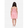 Dropship Girl's Polyester Cotton Blend Striped Sleeveless Round Neck Dress (Pink)