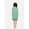 Dropship Girl's Chiffon Ruffled Sleeveless Round Neck Dress (Green)