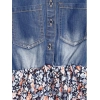Dropship Girl's Denim-Cotton Striped Flutter Shirt Collar Dress (Multicolor)