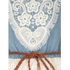 Dropship Girl's Denim Embroidery Short Sleeve Round Neck Dress (White)