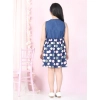 Dropship Girl's Denim  Rayon Printed Sleeveless Round Neck Dress (Blue)