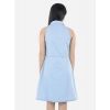 Dropship Girl's Denim Solid Sleeveless Shirt collar Dress (Blue)