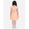 Dropship Girl's Polyester Crepe Checkered Short Sleeve Round Neck Dress (Orange)