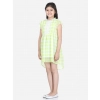 Dropship Girl's Polyester Chiffon Solid Short Sleeve Round Neck Dress (Lime Green)