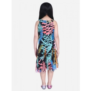 Generic Girl's Polyester Crepe Floral Printed Sleeveless Round Neck Dress (Multicolor)