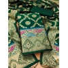 Women's Banarasi Silk Printed Unstitched Salwar Suit Material With Dupatta (Bottle Green, 3Mtrs)