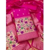 Women's Banarasi Silk Printed Unstitched Salwar Suit Material With Dupatta (Pink, 3Mtrs) Women's Banarasi Silk Printed Unstitched Salwar Suit Material With Dupatta (Pink, 3Mtrs)