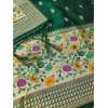 Women's Banarasi Silk Printed Unstitched Salwar Suit Material With Dupatta (Bottle Green, 3Mtrs) Women's Banarasi Silk Printed Unstitched Salwar Suit Material With Dupatta (Bottle Green, 3Mtrs)