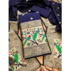 Women's Banarasi Silk Printed Unstitched Salwar Suit Material With Dupatta (Navy Blue, 3Mtrs)