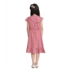 Dropship Girl's Polyester Crepe Printed Flutter V-Neck Dress (Pink)