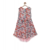 Dropship Girl's Polyester Crepe Printed Sleeveless Round Neck Dress (Multicolor)