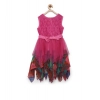 Dropship Girl's Polyester  Net Floral Printed Sleeveless Round Neck Dress (Multicolor)