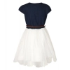 Dropship Girl's Denim Embroidery Short Sleeve Round Neck Dress (White)