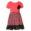 Dropship Girl's Polyester Crepe Embellished Short Sleeve Round Neck Dress (Pink)