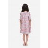 Dropship Girl's Cotton Floral Printed Sleeveless Round Neck Dress (Pink)