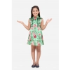 Dropship Girl's Satin Floral Printed Sleeveless Shirt Collar Dress (Multicolor)