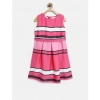 Dropship Girl's Satin Striped Sleeveless Round Neck Dress (Pink)