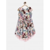 Dropship Girl's Polyester Crepe Printed Short Sleeve Round Neck Dress (Multicolor)