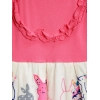 Dropship Girl's Cotton Printed Short Sleeve Round Neck Dress (Pink-White)