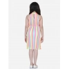 Dropship Girl's Polyester Crepe Striped Sleeveless Round Neck Dress (Multicolor)