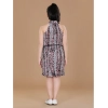 Dropship Girl's Polyester Crepe Printed Sleeveless Round Neck Dress (Black-Pink)