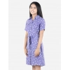 Dropship Girl's Polyester Printed Short Sleeve Shirt collar Dress (Lavender)