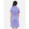 Dropship Girl's Polyester Printed Short Sleeve Shirt collar Dress (Lavender)