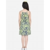 Dropship Girl's Polyester Floral Printed Short Sleeve Round Neck Dress (Blue-Yellow)