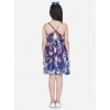 Dropship Girl's Rayon Printed Sleeveless Round Neck Dress (Blue)