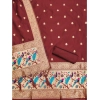 Women's Banarasi Silk Printed Unstitched Salwar Suit Material With Dupatta (Maroon, 3Mtrs)