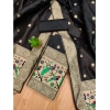 Women's Banarasi Silk Printed Unstitched Salwar Suit Material With Dupatta (Black, 3Mtrs) Women's Banarasi Silk Printed Unstitched Salwar Suit Material With Dupatta (Black, 3Mtrs)