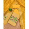 Women's Banarasi Silk Printed Unstitched Salwar Suit Material With Dupatta (Yellow, 3Mtrs)