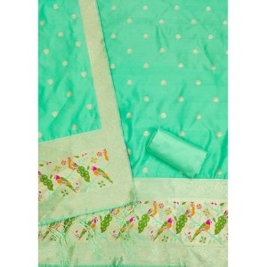 Generic Women's Banarasi Silk Printed Unstitched Salwar Suit Material With Dupatta (Sea Green, 3Mtrs)