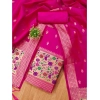 Women's Banarasi Silk Printed Unstitched Salwar Suit Material With Dupatta (Pink, 3Mtrs) Women's Banarasi Silk Printed Unstitched Salwar Suit Material With Dupatta (Pink, 3Mtrs)