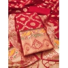 Women's Banarasi Silk Printed Unstitched Salwar Suit Material With Dupatta (Red, 3Mtrs)