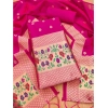 Women's Banarasi Silk Printed Unstitched Salwar Suit Material With Dupatta (Pink, 3Mtrs) Women's Banarasi Silk Printed Unstitched Salwar Suit Material With Dupatta (Pink, 3Mtrs)