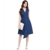 Dropship Women's Denim Solid Collar Neck Sleeveless Dress (Blue)