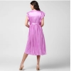 Dropship Women's Polyester Pleated V-Neck Flutter Dress (Lavender)