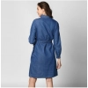Dropship Women's Denim Solid Collar Neck Roll Up Sleeve Dress (Blue)
