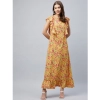 Dropship Women's Polyester Floral Round Neck Flutter Dress (Red)