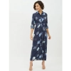 Dropship Women's Rayon Floral Collar Neck Long Sleeves Dress (Blue)