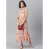Dropship Women's Polyester Maxi Halter Neck Sleeveless Dress (Peach)