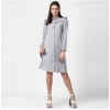 Dropship Women's Polyester Floral Collar Neck Long Sleeves Dress (Blue)