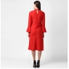 Dropship Women's Polyester Ruffled Close Neck Long Sleeves Dress (Red)