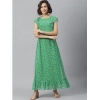 Dropship Women's Polyester Floral Round Neck Short Sleeve Dress (Green)