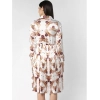 Dropship Women's Polyester Pleated Collar Neck Long Sleeves Dress (White)