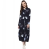 Dropship Women's Rayon Floral Collar Neck Long Sleeves Dress (Blue)