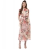 Dropship Women's Chiffon Floral Round Neck Long Sleeves Dress (Multicolor)